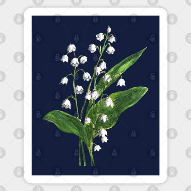 Lily of the valley Flowers Watercolor Painting Sticker by Ratna Arts